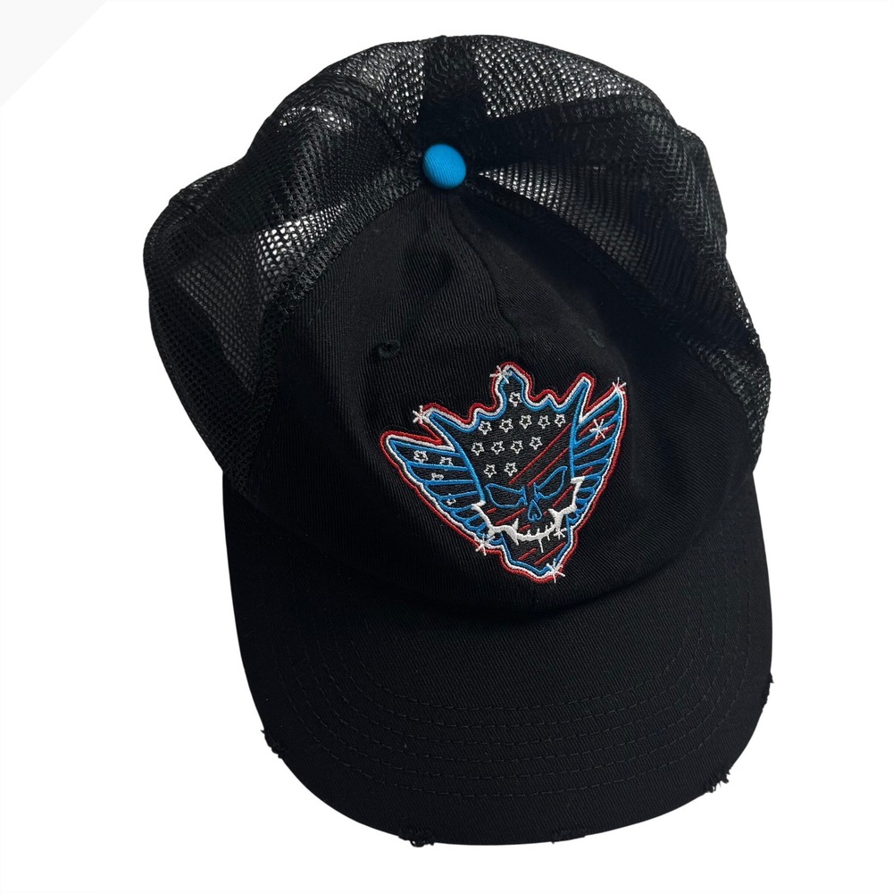 WWE Cody Rhodes American Nightmare Trucker Hat Black Mesh Snapback Distressed
